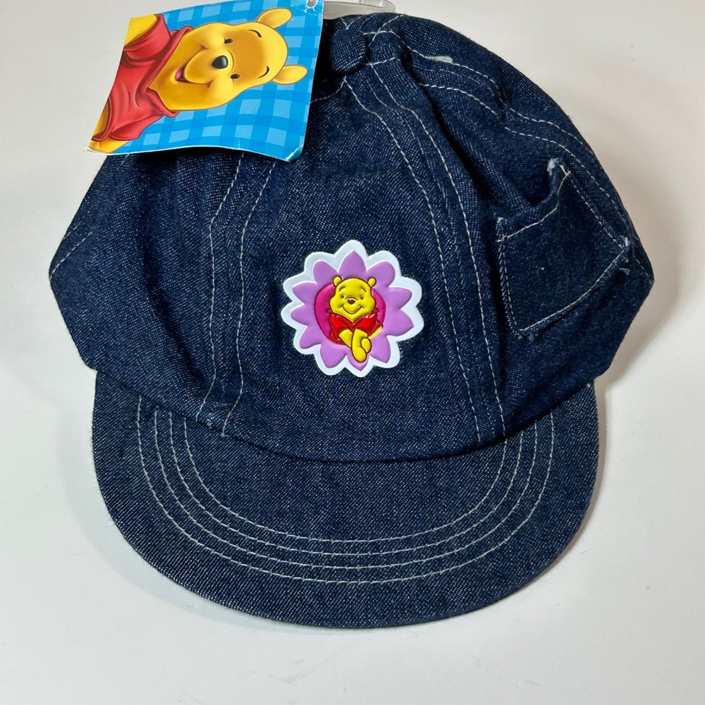 Disney Winnie the Pooh Kids Denim Baseball Cap Hat Blue Flower W64463 NWT
